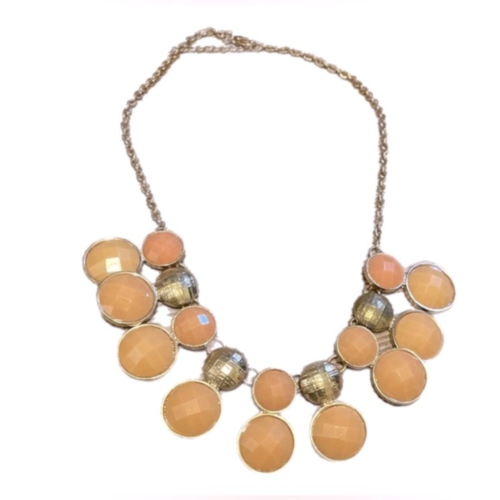 Chunky Statement Necklace Bohemian Gold and Peach Earthy Neutral Classic